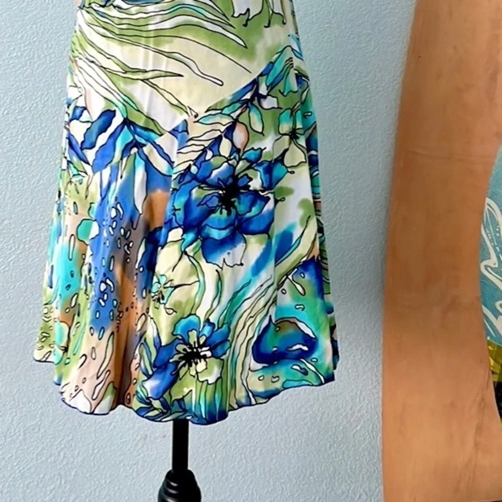 Peppermint Bay Watercolor Floral Resort Dress Coastal Cruise Beach Club Size S
